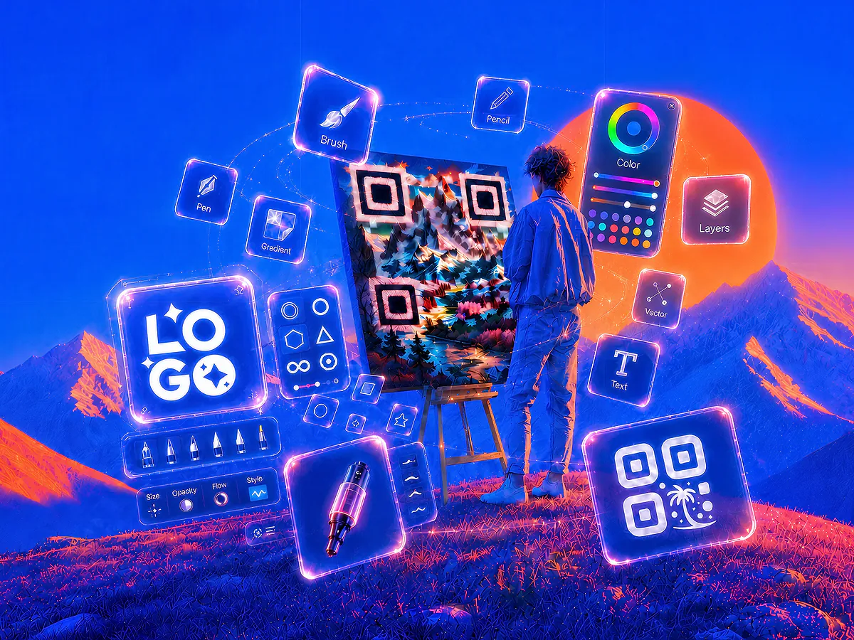 Artist customizing QR code design tools
